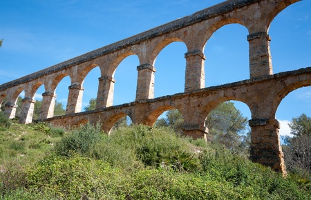Roman Aqueduct Pont del Diable in Tarragona Catalonia, Spainのeditorial素材