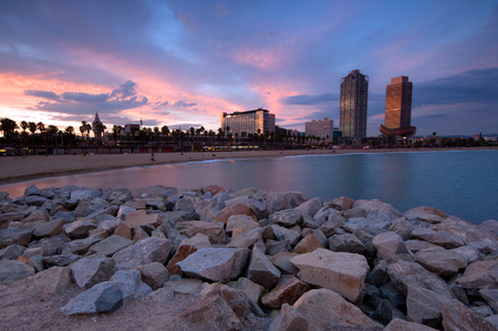 Coastline of Barcelona, Spainのeditorial素材