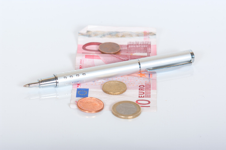 Euros and penの写真素材