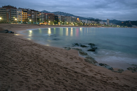 Night view of Lloret de Mar.Catalonia.Spainの写真素材