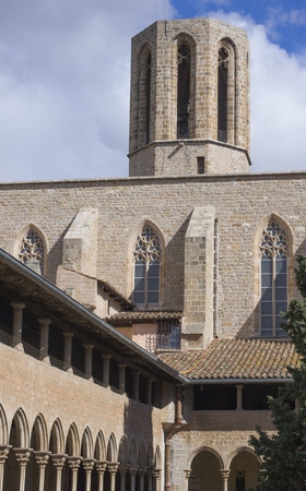 Gothic cloister of Pedralbes Monastery at Barcelona. Catalonia, Spainの写真素材