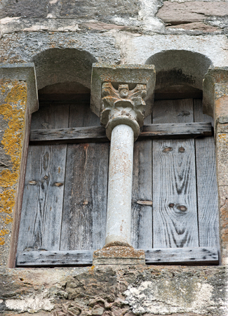 old window in the medieval village of Santa Pau.Girona.Spain