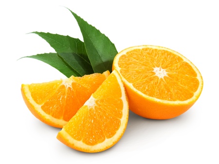 Orange fruit isolated on white background + Clipping Path の写真素材