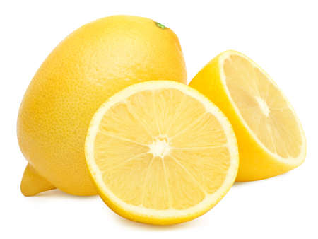 juicy lemons isolated on a white backgroundの写真素材