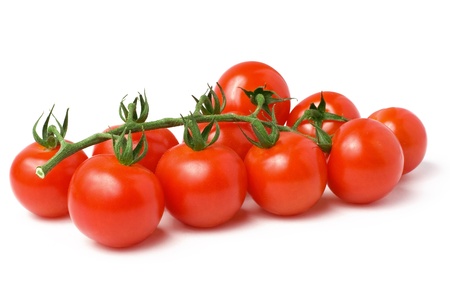 bunch of fresh mini cherry tomato on white backgroundの写真素材
