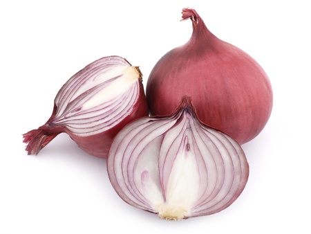 red onion on white backgroundの写真素材