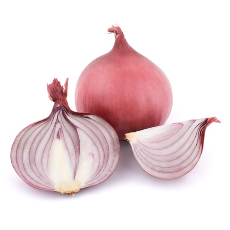 red onion on white backgroundの写真素材