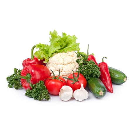 fresh vegetables on the white backgroundの写真素材