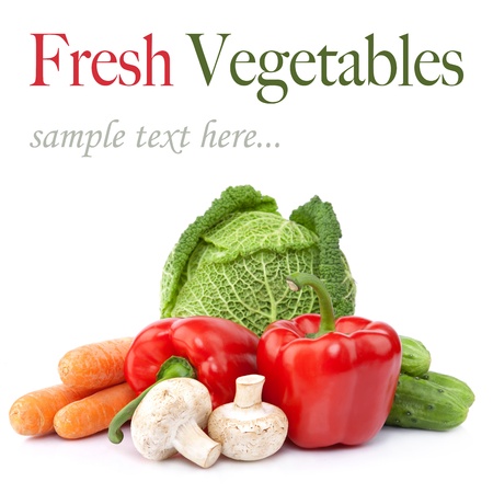 fresh vegetables on the white backgroundの写真素材