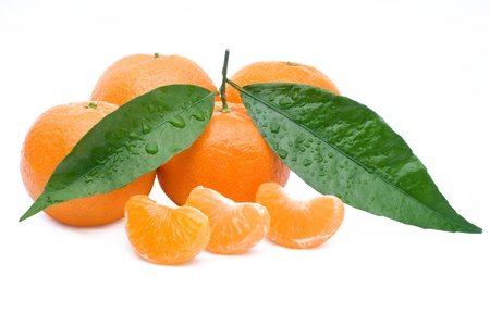 Tangerine isolated on white backgroundの写真素材