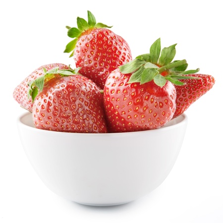 Strawberry on a plate isolated on white backgroundの写真素材
