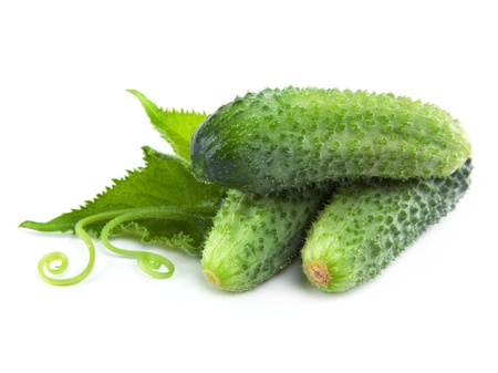 Cucumber isolated over white backgroundの写真素材