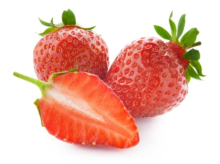 Fresh red strawberry isolated on white backgroundの写真素材