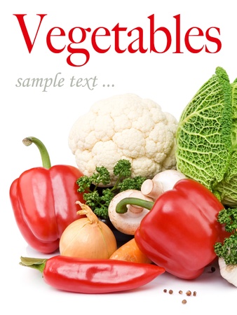 Fresh vegetables, pepper, cabbage, garlic, mushrooms, parsley
の写真素材