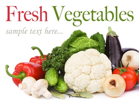 fresh vegetables on the white backgroundの写真素材