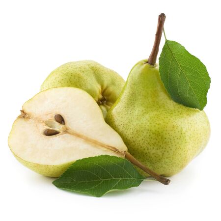 ripe pears isolated on white backgroundの写真素材