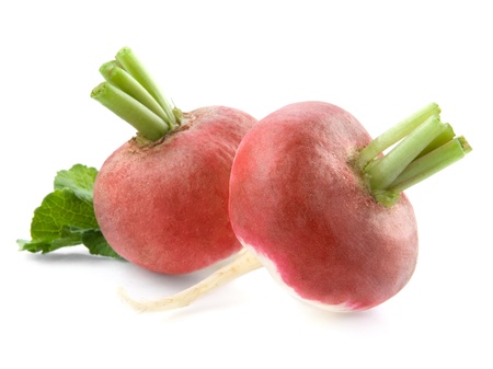 Fresh radishes isolated on white backgroundの写真素材