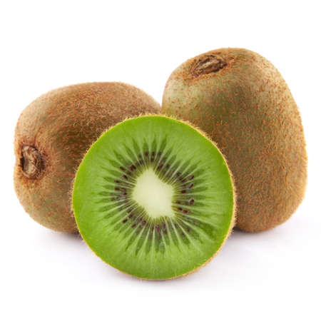 kiwi fruit isolated on white backgroundの写真素材
