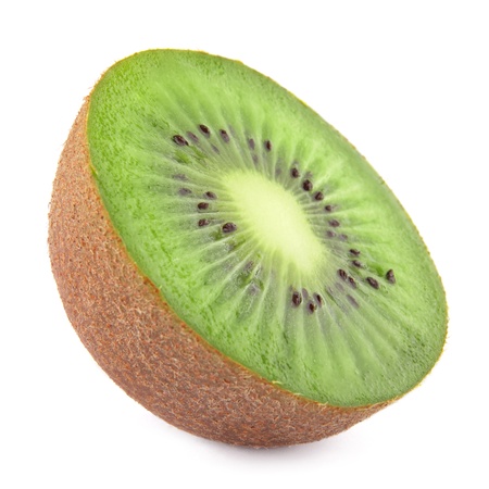 Half kiwi fruit isolated on white backgroundの写真素材