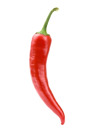 Hot chili peppers isolated on white + Clipping Path の写真素材