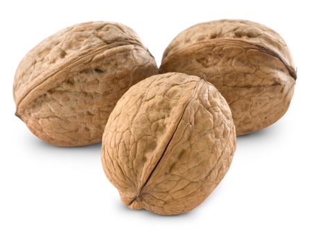 Walnut isolated on white background. Studio macro + Clipping Path