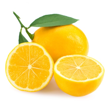 Fresh lemon citrus isolated on white backgroundの写真素材