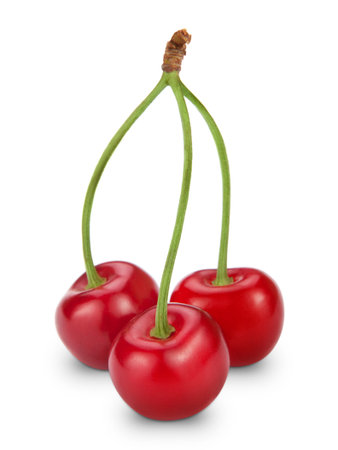 Ripe cherry isolated on white background. Studio macroの写真素材