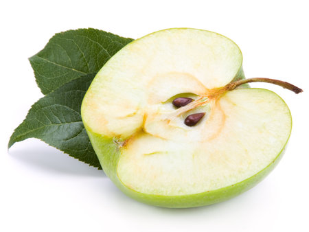 Green apple half isolated on white background. の写真素材