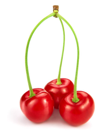 Sweet cherries isolated on whiteの写真素材