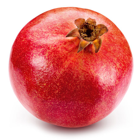 Whole pomegranate isolated on white backgroundの写真素材