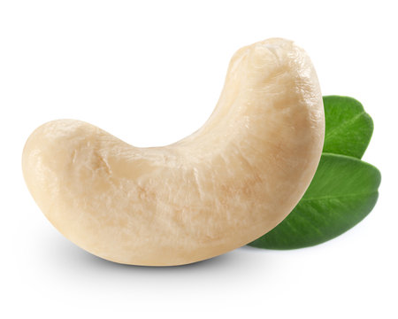 Cashew nuts isolated on white backgroundの写真素材