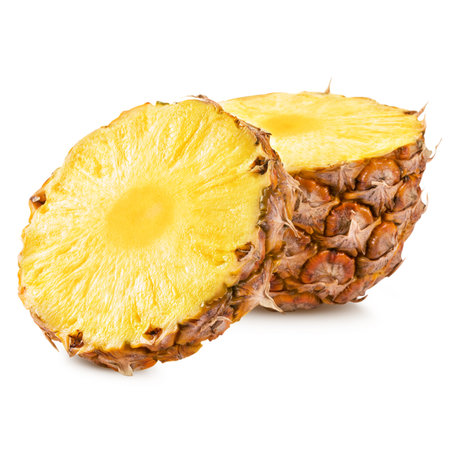 pineapple with slices isolated on whiteの写真素材