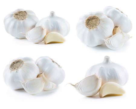 Garlic isolated on white backgroundの写真素材