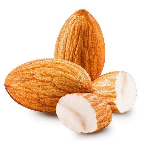 almonds nuts isolatedの写真素材