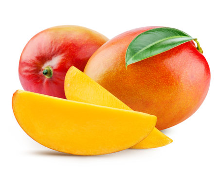 fresh mango isolated on white + Clipping Pathの写真素材