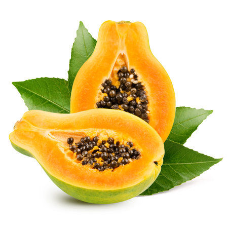 Papaya isolated on white backgroundの写真素材