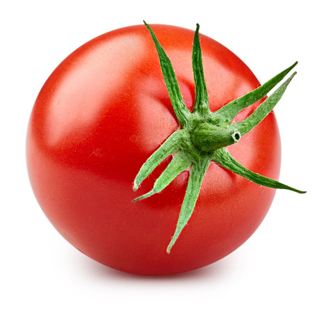 red tomato isolated on white Clipping Pathの写真素材