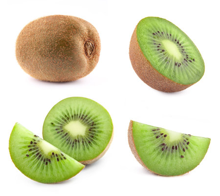 Kiwi isolated collection on white backgroundの写真素材