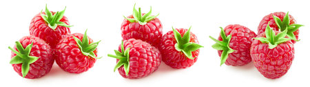 Raspberries isolated on whiteの写真素材