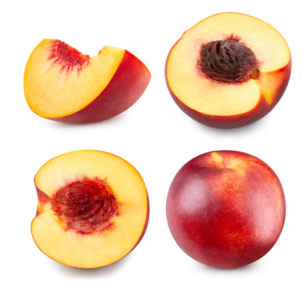 Peach isolated on whiteの写真素材