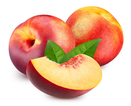 Peach isolated on whiteの写真素材