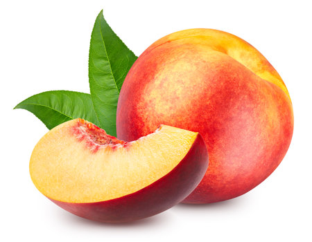 Peach isolated on whiteの写真素材