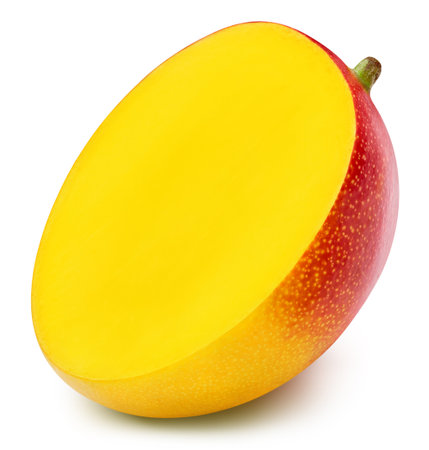 Mango half isolated on whiteの写真素材