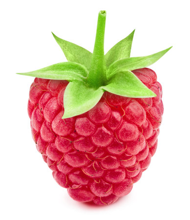 ripe raspberry isolated on white backgroundの写真素材
