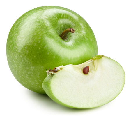 Green apples isolated on whiteの写真素材