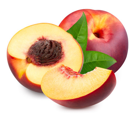Peach isolated on whiteの写真素材