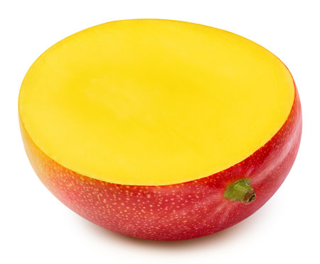 Mango half isolated on whiteの写真素材