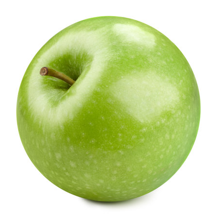 Green apples isolated on whiteの写真素材