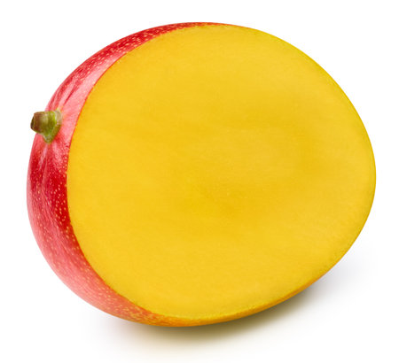 Mango half isolated on whiteの写真素材