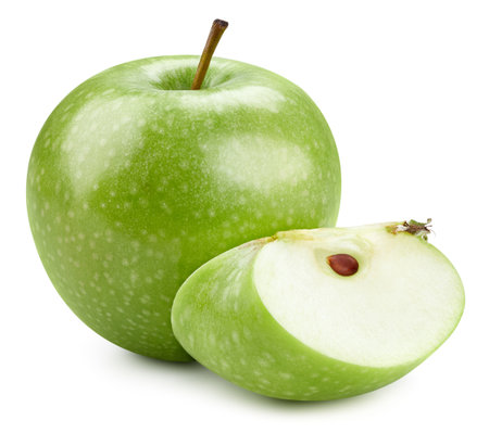 Green apples isolated on whiteの写真素材
